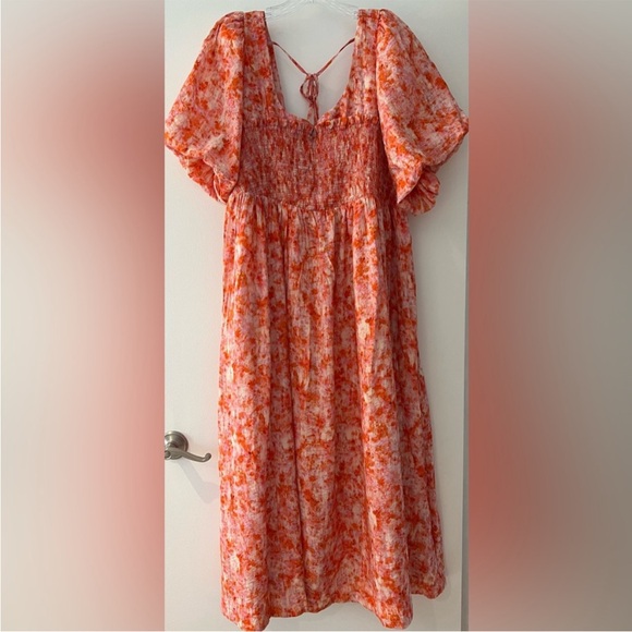By Anthropologie Short-Sleeve Smocked Babydoll Midi Dress Size 1X - Picture 5 of 13